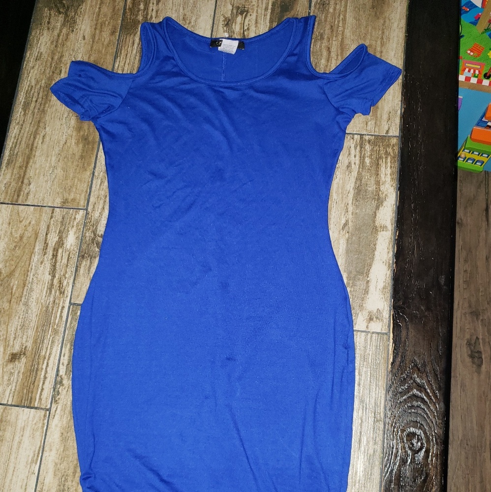 Royal Blue cold shoulder dress